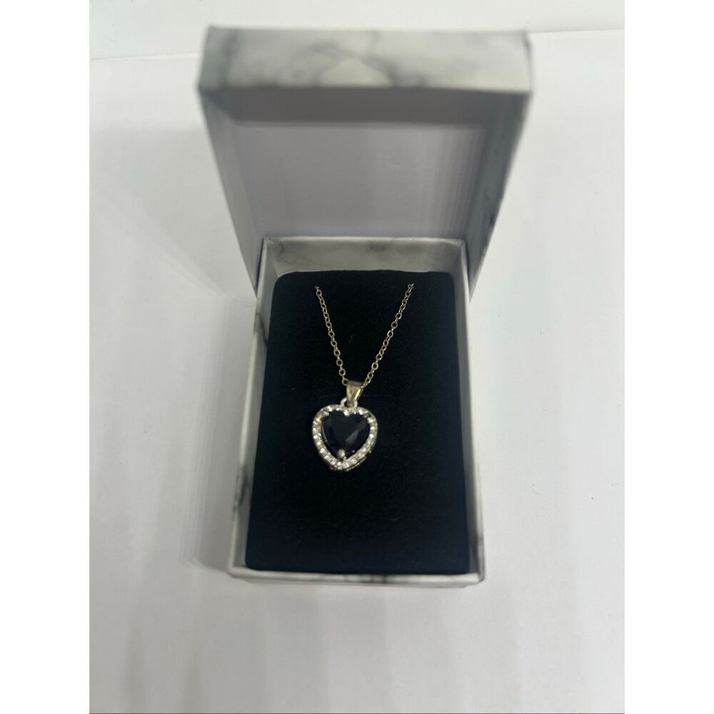 💜Heart Necklace – Small Crystal Pendant Adjustable– Gift Box Included!